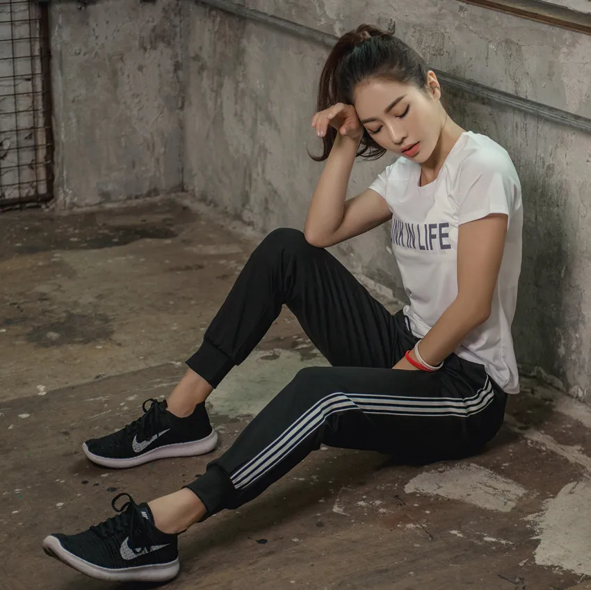 

2018 Autumn New Style Yoga Clothes Two-Piece Set Loose Quick-Dry Slimming Fitness Clothing Outdoor Morning Jog Suits a Generatio