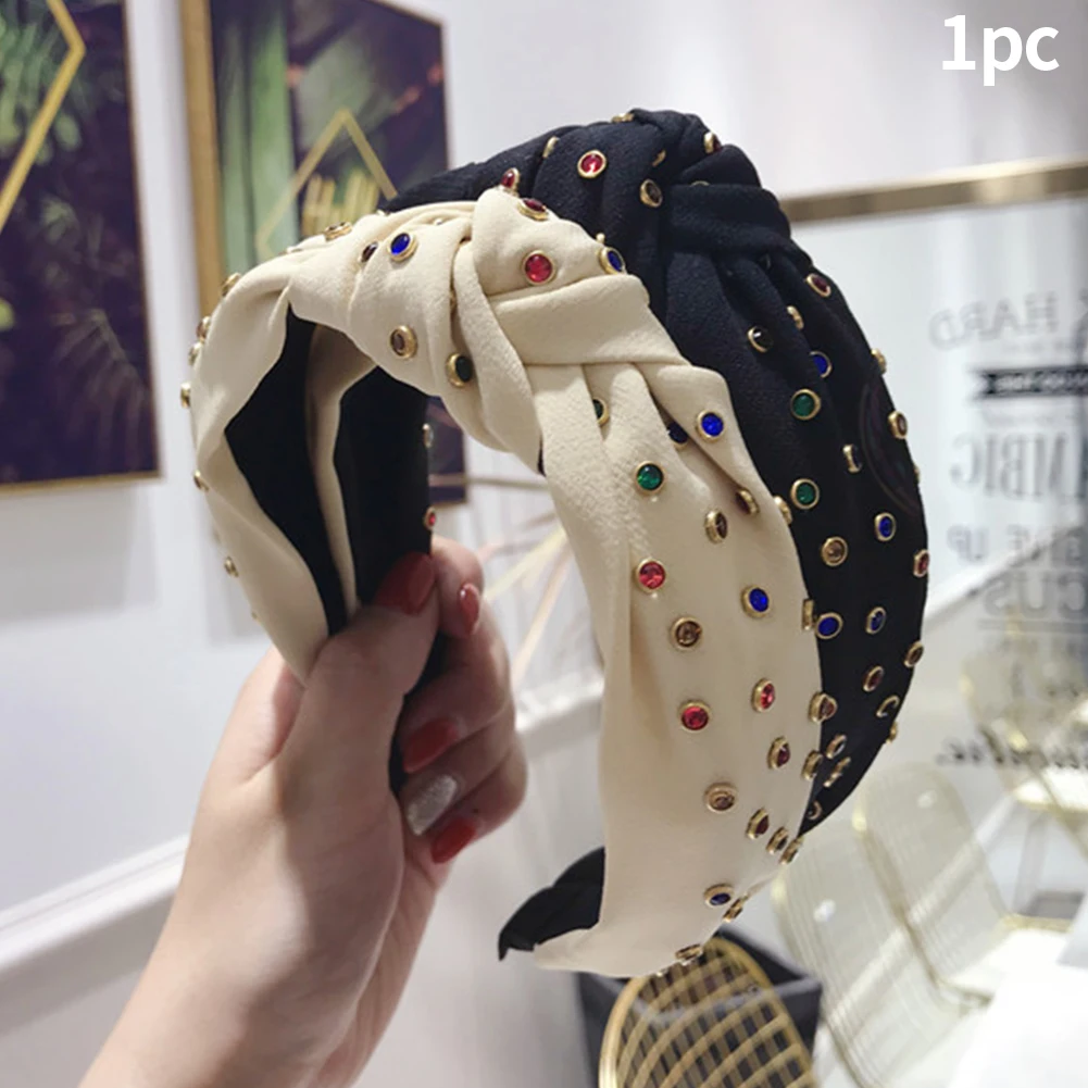 Эластичное кольцо модные повседневные подарочные цветные бриллиантовые повседневные женские повязки на голову с широким поперечным бантом вечерние аксессуары для волос
