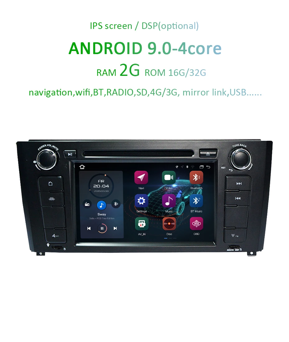 Sale DSP Android 9.0 4G 64G 2 DIN CAR DVD PLAYER For BMW 1 SERIES E81 E82 E83 E88 GPS Navigation Stereo Radio Multimedia IPS SCREEN 2