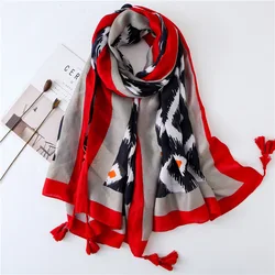 New Lady Geometric Plaid Tassel Viscose Shawl Scarf lady High Quality Wrap Pashmina Stole Bufanda Muslim Hijab Snood 180*100Cm