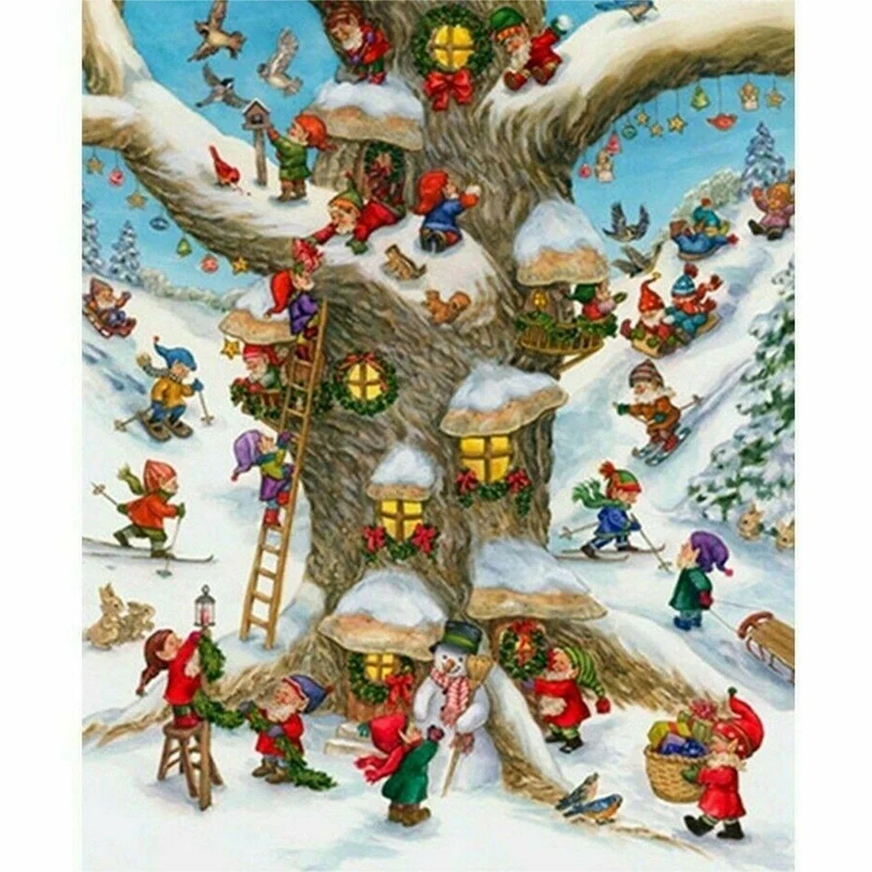 

BMBY-Snowman Dwarf Diamond Painting Christmas Design Embroidery 5D Full Square Drills