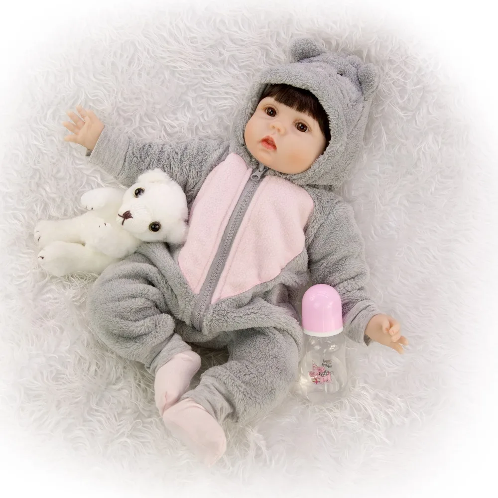 

55cm 3/4 Silicone Reborn Baby Doll Toy girls gift smooth hair emulation Newborn Princess Babies real Bebe reborn dolls 22''