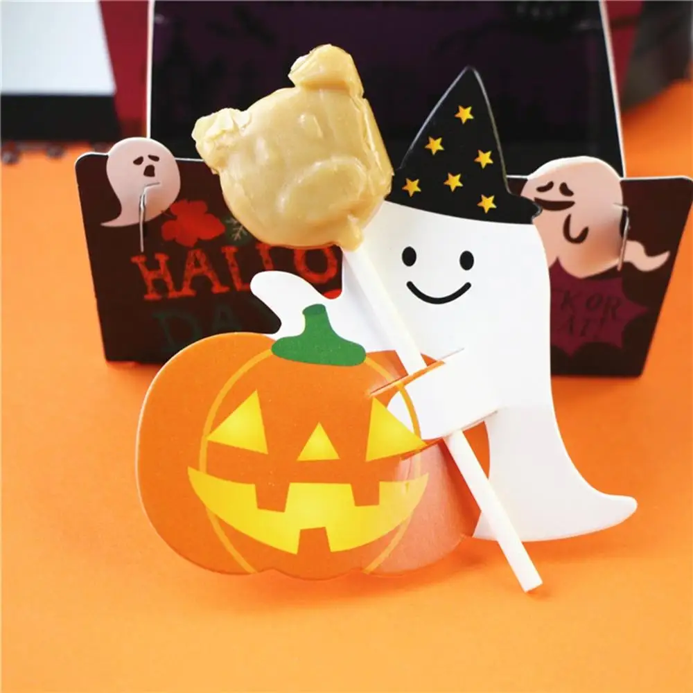 

50PCS Pumpkin Ghost Lollipop Paper Card For Halloween Lollipop Paper Card Set Festive Party Supplies
