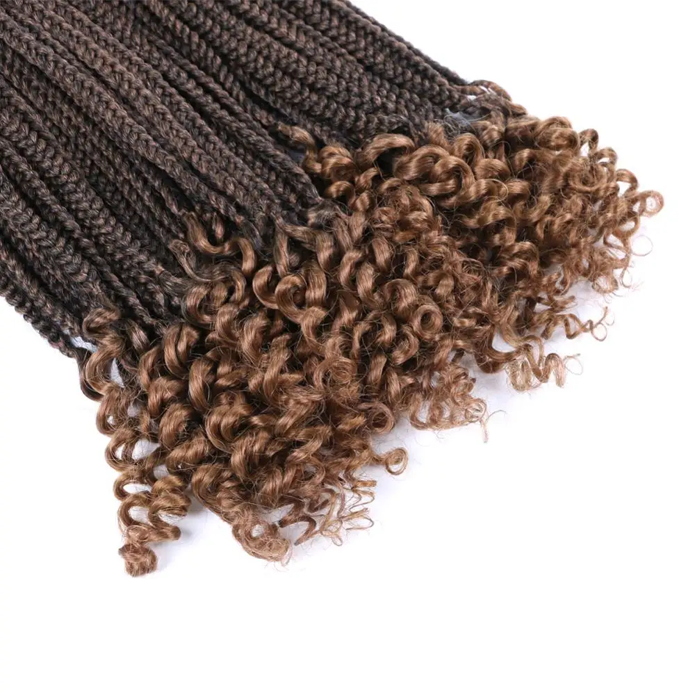 DAIRESS 18" Crochet Box Braids With Curly Ends 22Roots/Pack Goddess Crochet Box Braids Synthetic Braiding Hair Crochet Braids