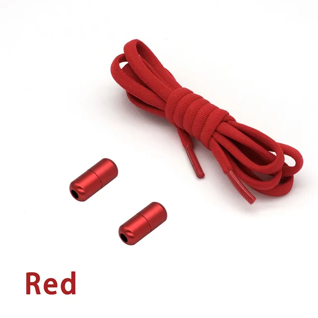 New Elastic Shoe Laces Round No Tie Shoelaces for Kids and Adult Shoelace for Sneakers Quick Lazy Laces Colorful Capsule Buckle Red