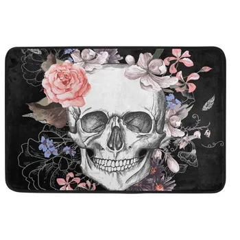 

Skull Doormats Floor Mat Lightweight Non-Slip Foam Skeleton Entrance Front Door Rug Christmas Thanksgiving Door Mat