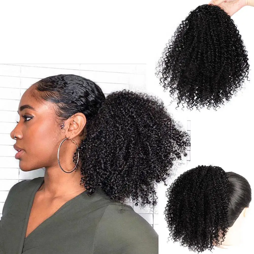 Women Synthetic Hair Afro Curly Ponytail Puff Short Wig Extension Hairpiece  High Temperature Silk Wig Hair Ring Hair Accessory - Hair Ties - AliExpress