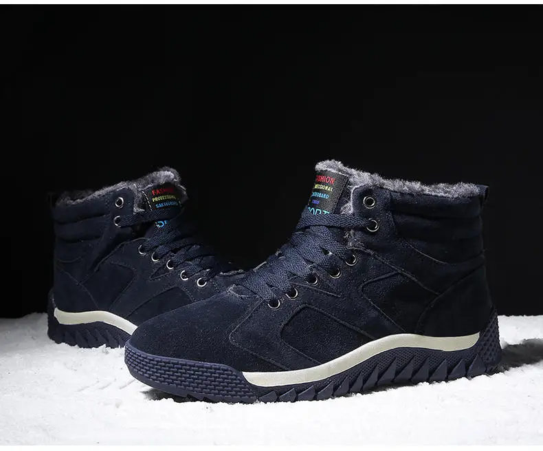 Men Shoes Winter Casual Boots for Men Fur Lace Up Warm Snow Boots Outdoor Fashion Flat Mens Shoes Big Size 47 Scarpe Uomo 43