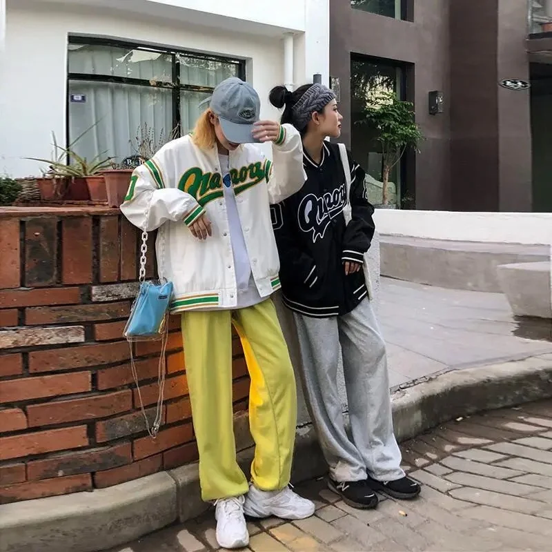 여성용 봄 가을 재킷, 한국 버전, 루즈한 레트로 스웨터, 학생용 야구 유니폼, 힙합 타이드 스트리트 코트, 2021 년 상품