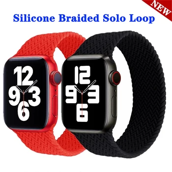 

Braided Solo Loop Strap For Apple Watch bands 44mm 40mm 38mm 42mm silicone Elastic Bracelet iWatch Apple Watch Series 6 SE 5 4 3