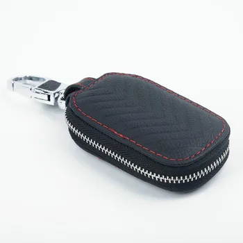 

Fob Zipper Case Part Car Remote Protection Key Cover Portable Accessory Black Practical Holder Tool Chain Leather