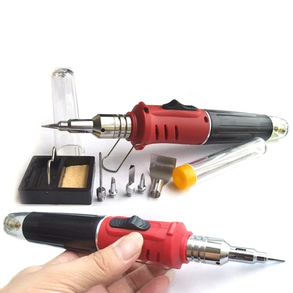10 in 1 Professional Butane Gas Soldering Iron Kit Cordless Welding Torch Solder Tool Kit