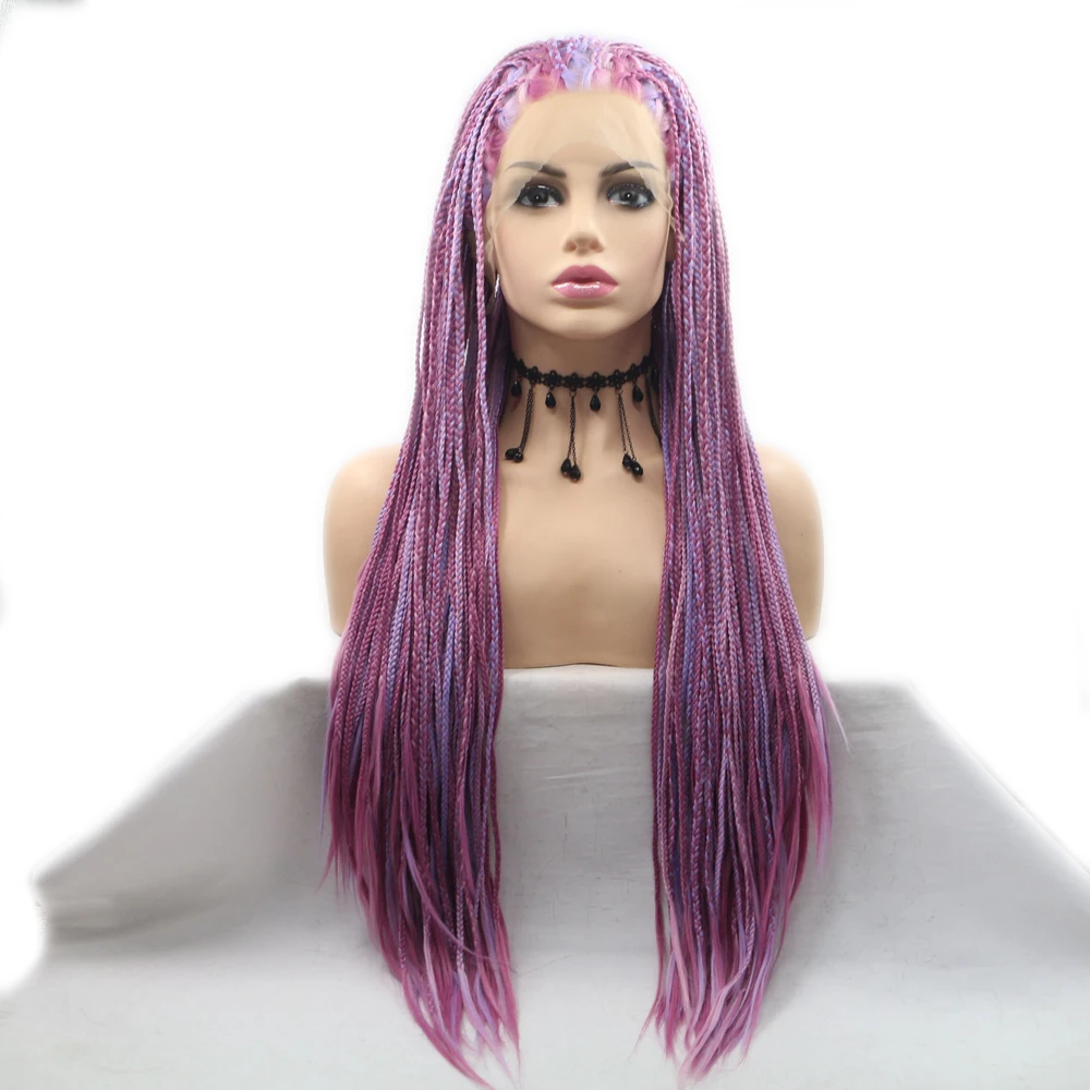 purple mixed braids wigs
