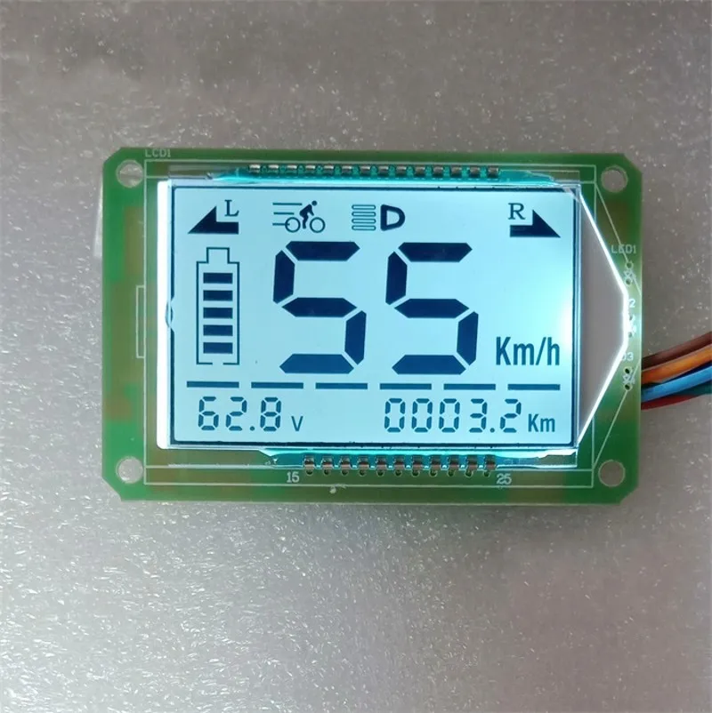 LCD display multifunction Electric bicycle 48v60v72v watch core display electric motorcycle voltmeter speedometer - Цвет: Белый