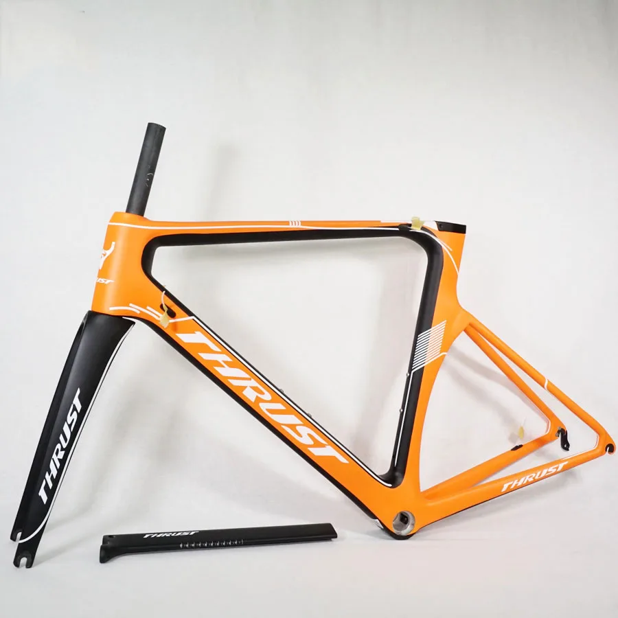 Full Carbon Frame Road Bike Frames Racing Bicycle Frameset V Brake 700C Orange 