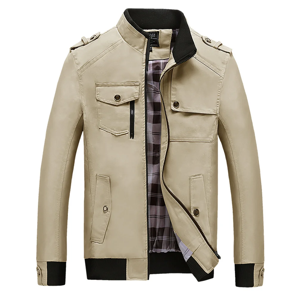 

New Men's Bomber Jacket Designer Fashion Pure Cotton Solid Color Stand Collar Male Zipper Casual Outwear Man Coat Clothing