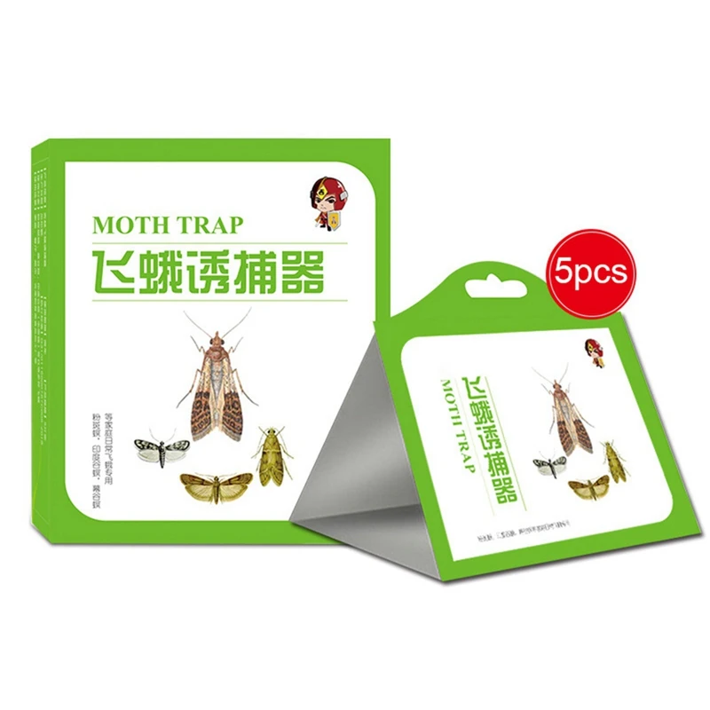 

5PCS Pantry Food Moth Trap Pheromone Killer Paste Sticky Glue Trap Pest Reject Fly Insects for Family Factory Restaurant