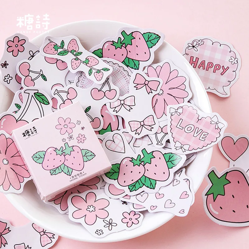 

Mini Strawberry Flake Stickers Bullet Journal Decorative Scrapbooking Stationery Korean Stickers Paper Pink Label Sticker Album