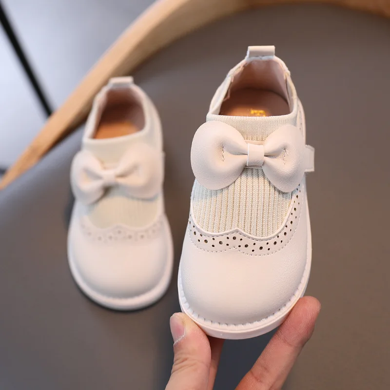 Baby Girl Leather Shoes Soft Bottom Baby Toddler Shoes Bow Girl Princess Shoes 2020 New Style Children's Small Shoes E31