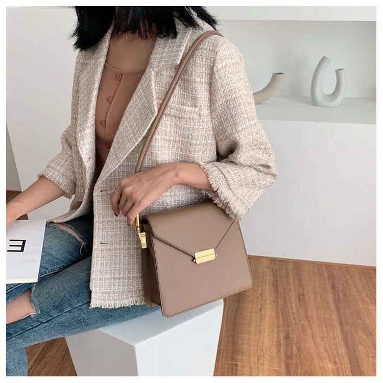 uxury Brand Female Square Bag Fashion New High Quality PU Leather Women's Designer Handbag Lock Shoulder Messenger Bag