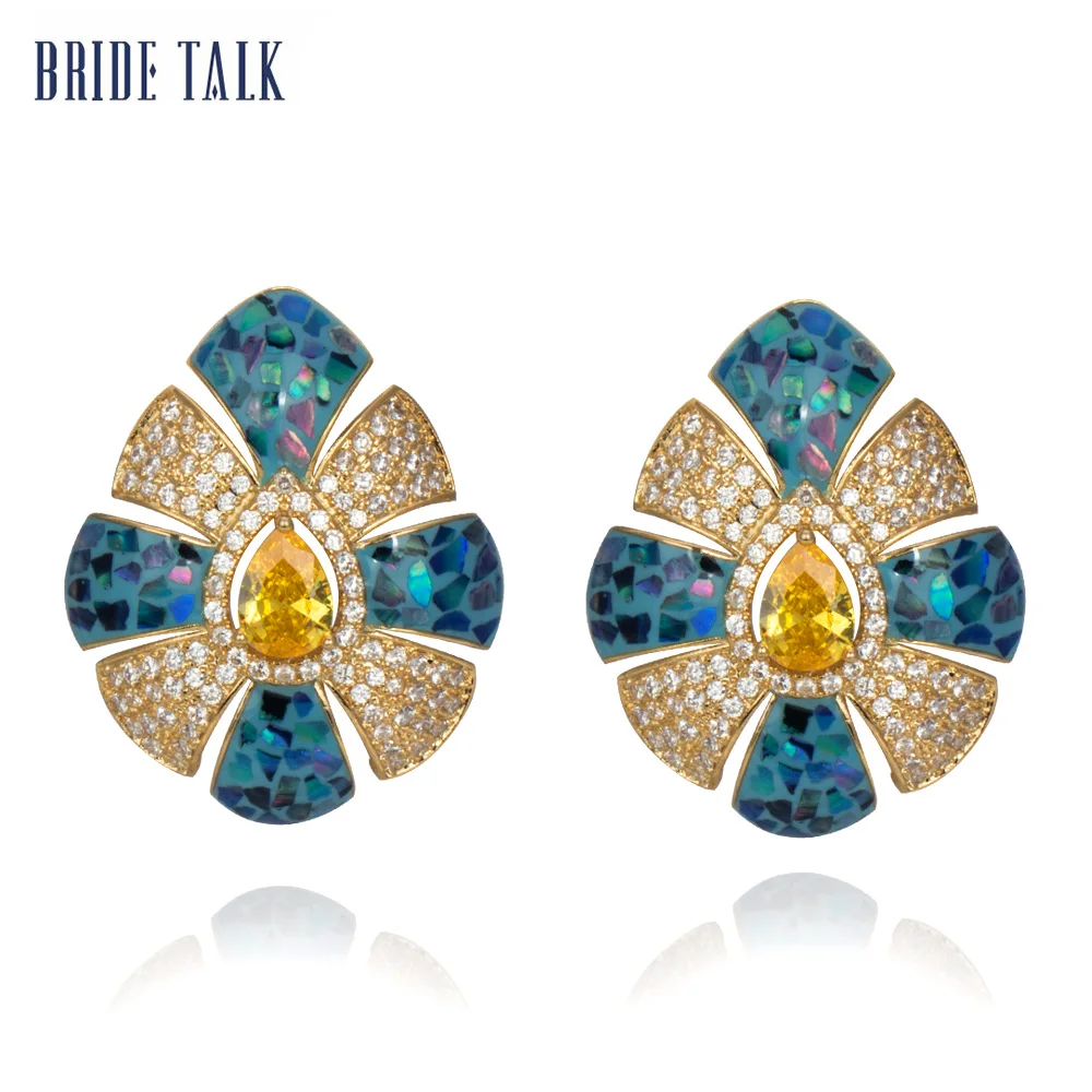 gold color Высокие серьги высокого качества Модные висячие серьги с цирконием Ювелирные серьги с камнями для женщин - Окраска металла: gold color