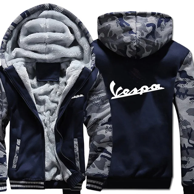 Для Vespa толстовки зимняя камуфляжная куртка с рукавами Мужская Флисовая унисекс Повседневная шерстяная подкладка флисовая мужская куртка Толстовка Пуловер