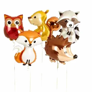 

1pcs Large Jungle Hedgehog Fox Raccoon Balloons Cartoon Animal foil Balloon Birthday Safari Party Decor kids toys
