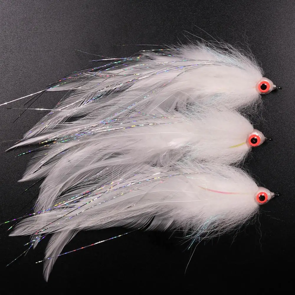 1 Pz/2 Pz 1/0 #2/0 # Acqua Salata Big Fish Fly Sospensione Esche Stelle Filanti Di Pesce Fly Muskie Luccio Bass Esche Da Pesca Bianco Giallo Viola