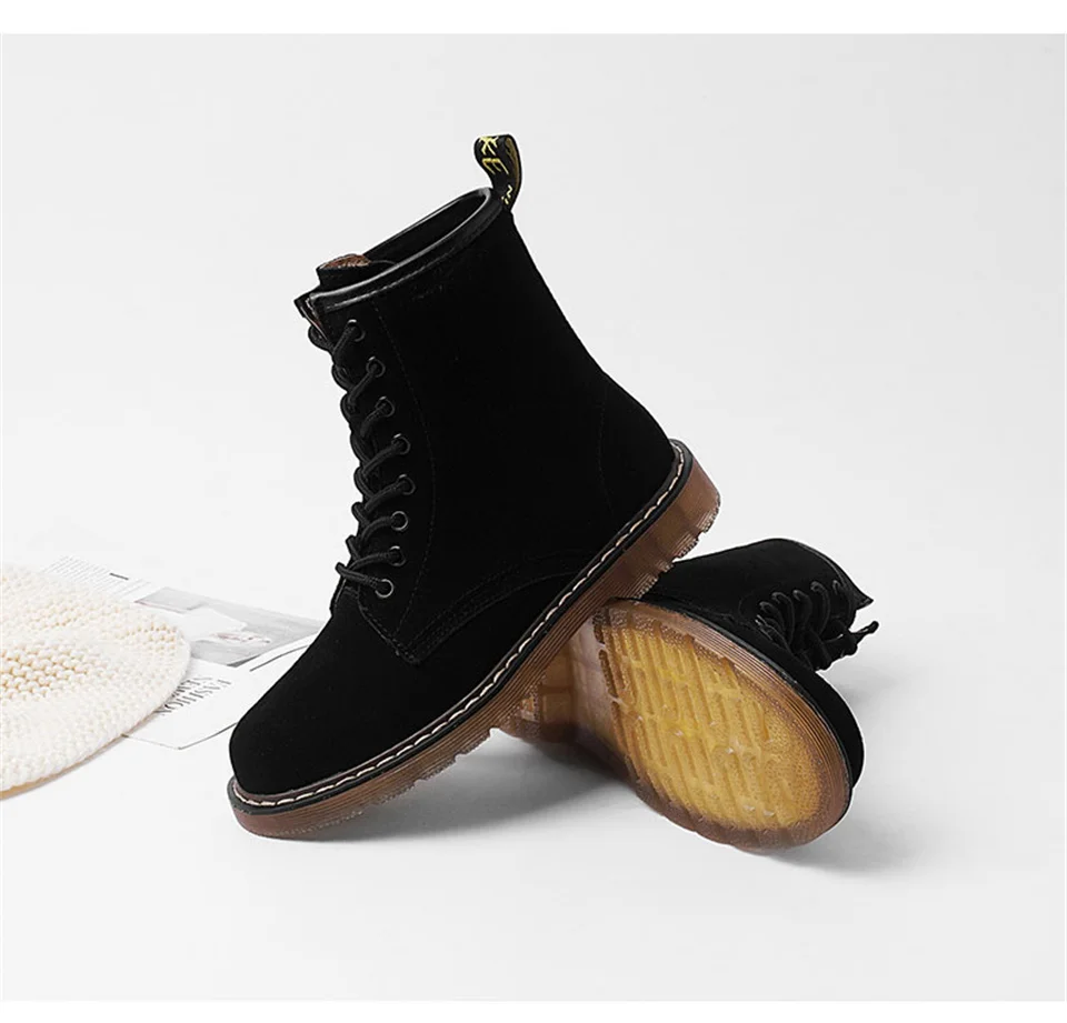 Г., новые зимние ботинки женские ботильоны в британском стиле ботинки из натуральной кожи Женская Удобная обувь черного цвета