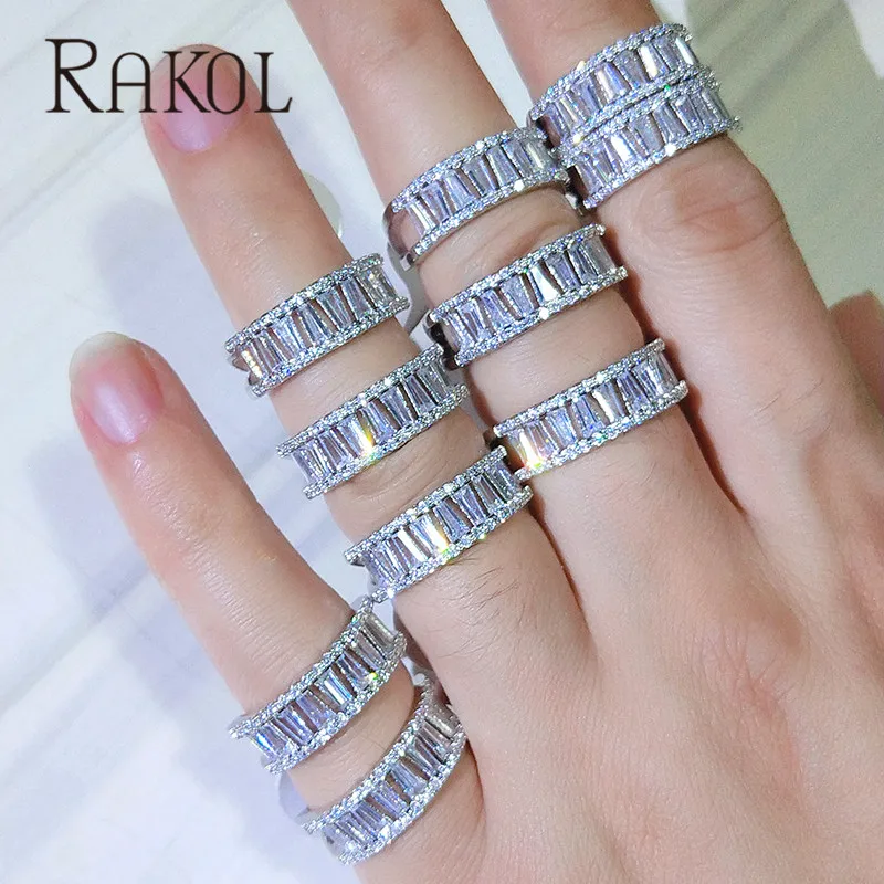 Новые модные кольца RAKOL на палец с кубическим цирконием класса ААА медная основа