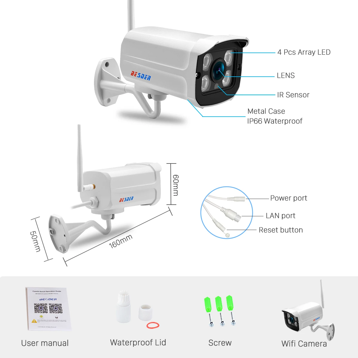 Besder аудио Wifi камера 1080P ONVIF Беспроводная сигнализация Push iCsee P2P 2MP CCTV Bullet уличная ip-камера с слотом для sd-карты Макс 64 ГБ