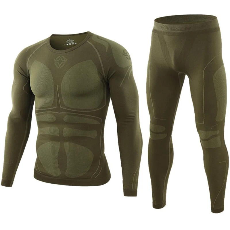 Aismz Seamless tight tactical thermal underwear men sports function breathable training cycling thermo underwear long johns cotton long johns