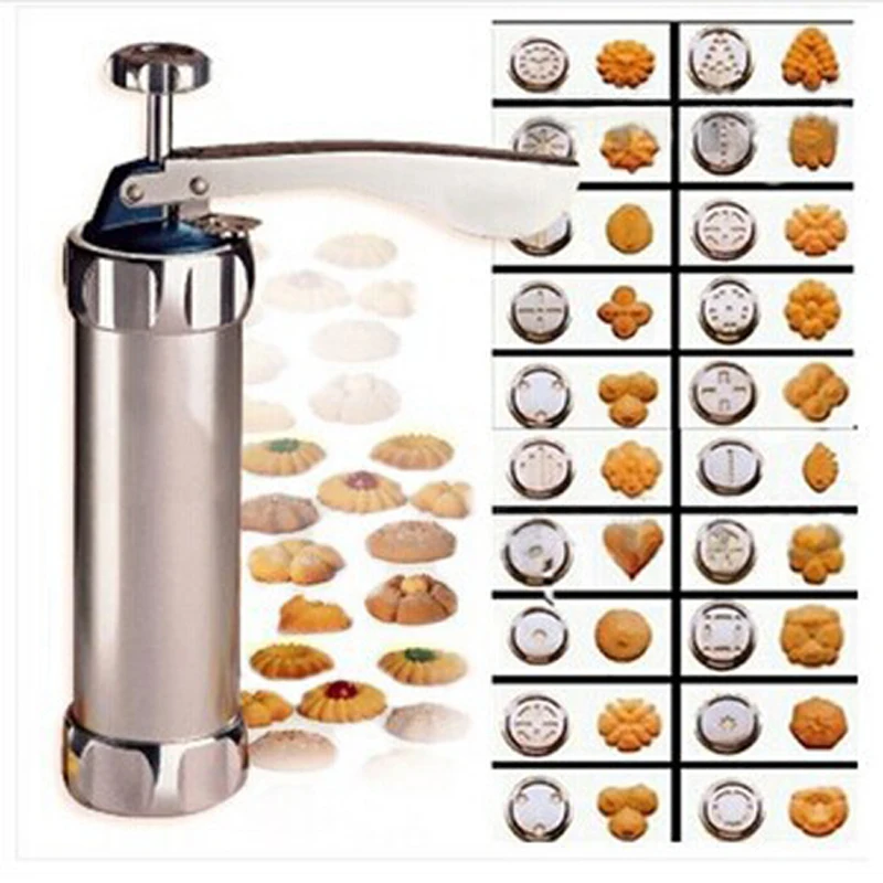 Kitchen Manual Cookie Press Manual Baking Tool Nozzle With 20 Cookie Moulds 4 Nozzles Baking