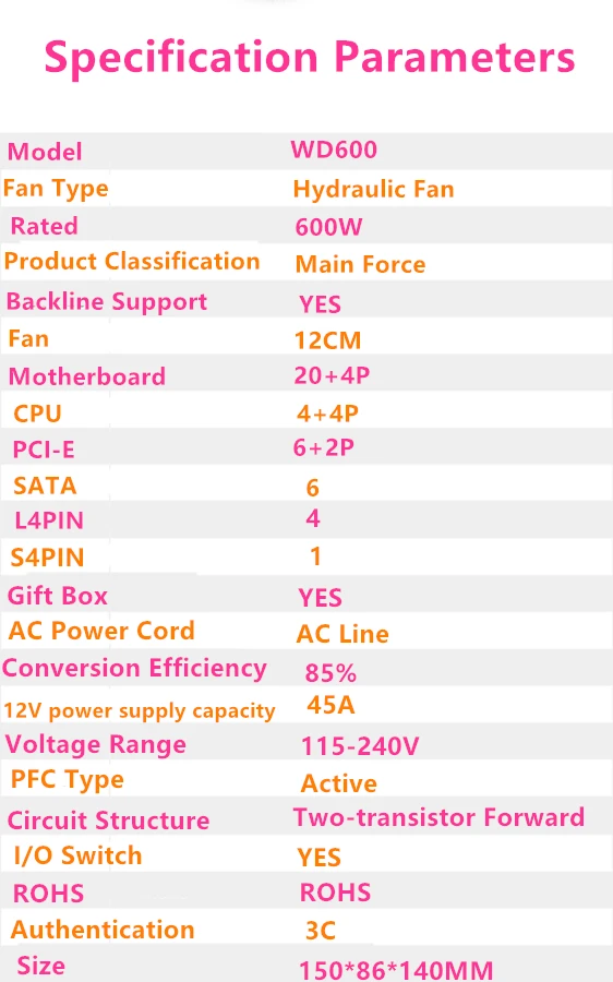 PSU для Huntkey WD600 ативное выравнивание спины Mute 600 Вт источник питания HK700-35FP HK700-35FP SE HK650-35FP SE