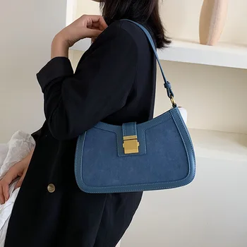 

Fashion Handbag Women's Shoulder Bag Leather PU High Quality Designer Ladies Tote Locking New Half Moon Women Messenger Bags