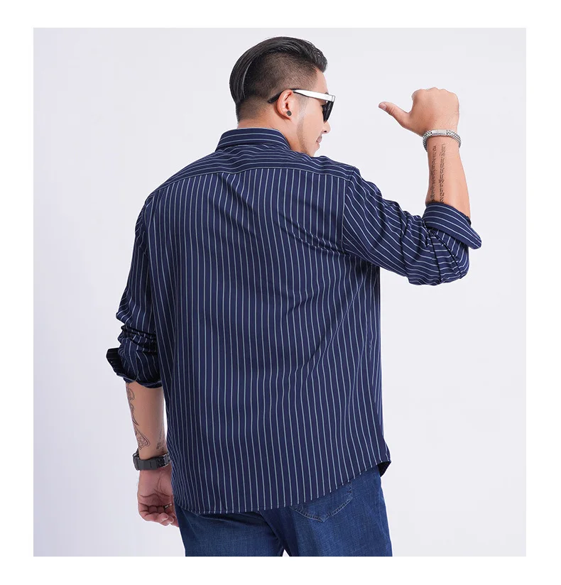 8xl 7xl 6xl 5xl 2019 Новое молодежное Плюс Размер большое мужское платье с отложным воротником и длинными рукавами полосатые рубашки с мужскими