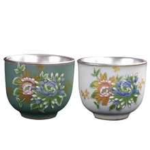 Чайная чаша чашка керамическая 999 Серебряная чайная чашка китайский чайный набор кунг-фу чайная посуда для напитков контейнер мастер маленькие чайные чаши чашки пуэр подарок