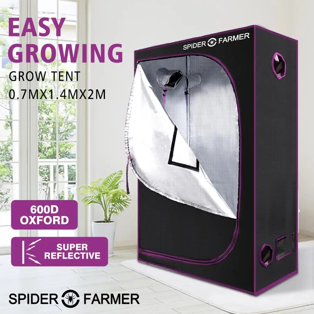 Spider Farmer Indoor Grow Tent Mylar Green Room 600D Oxford For Hydroponic Plant 