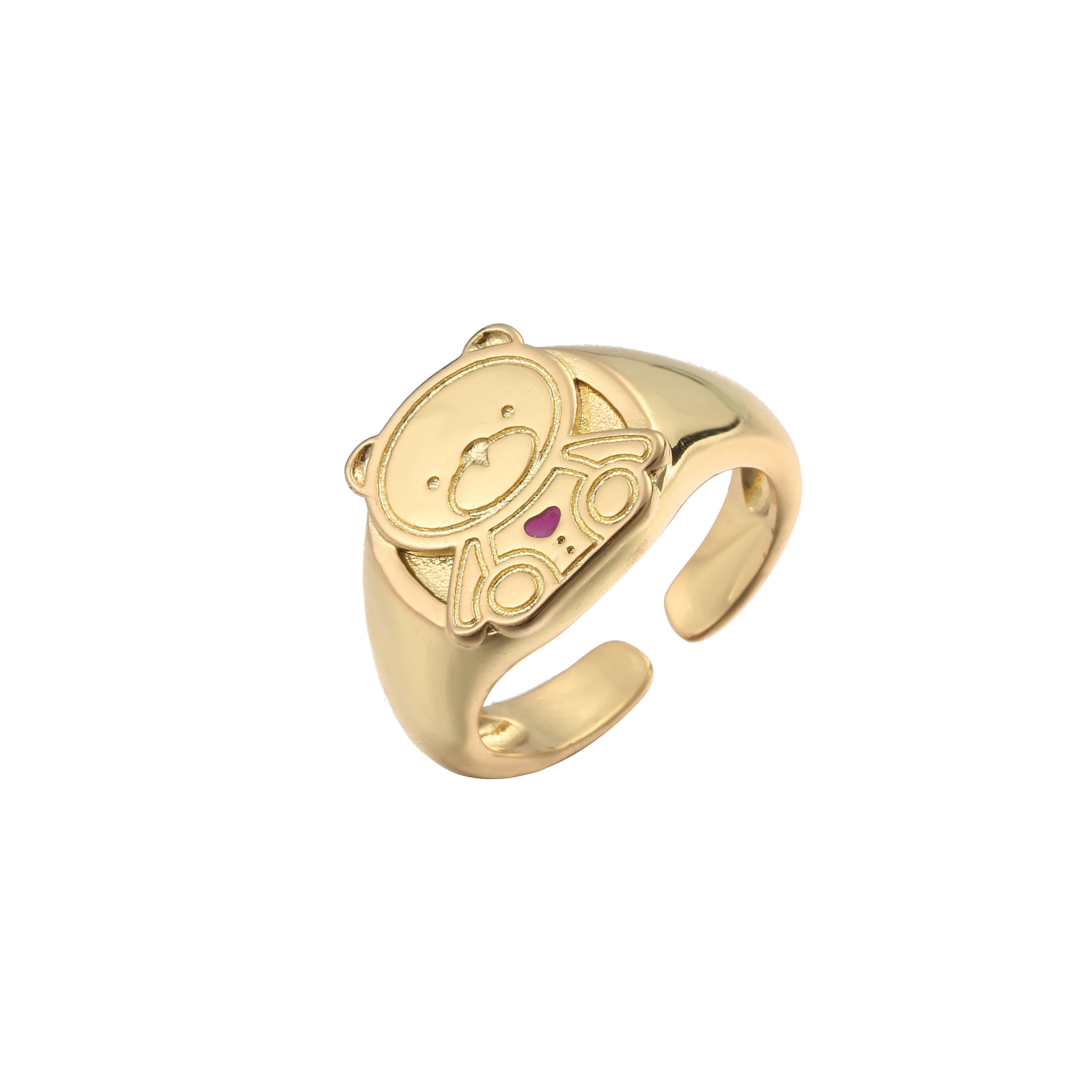 Bague en Forme d'Ours et de Maison en Or, pour Femmes et Filles - Bijoux de Qualité