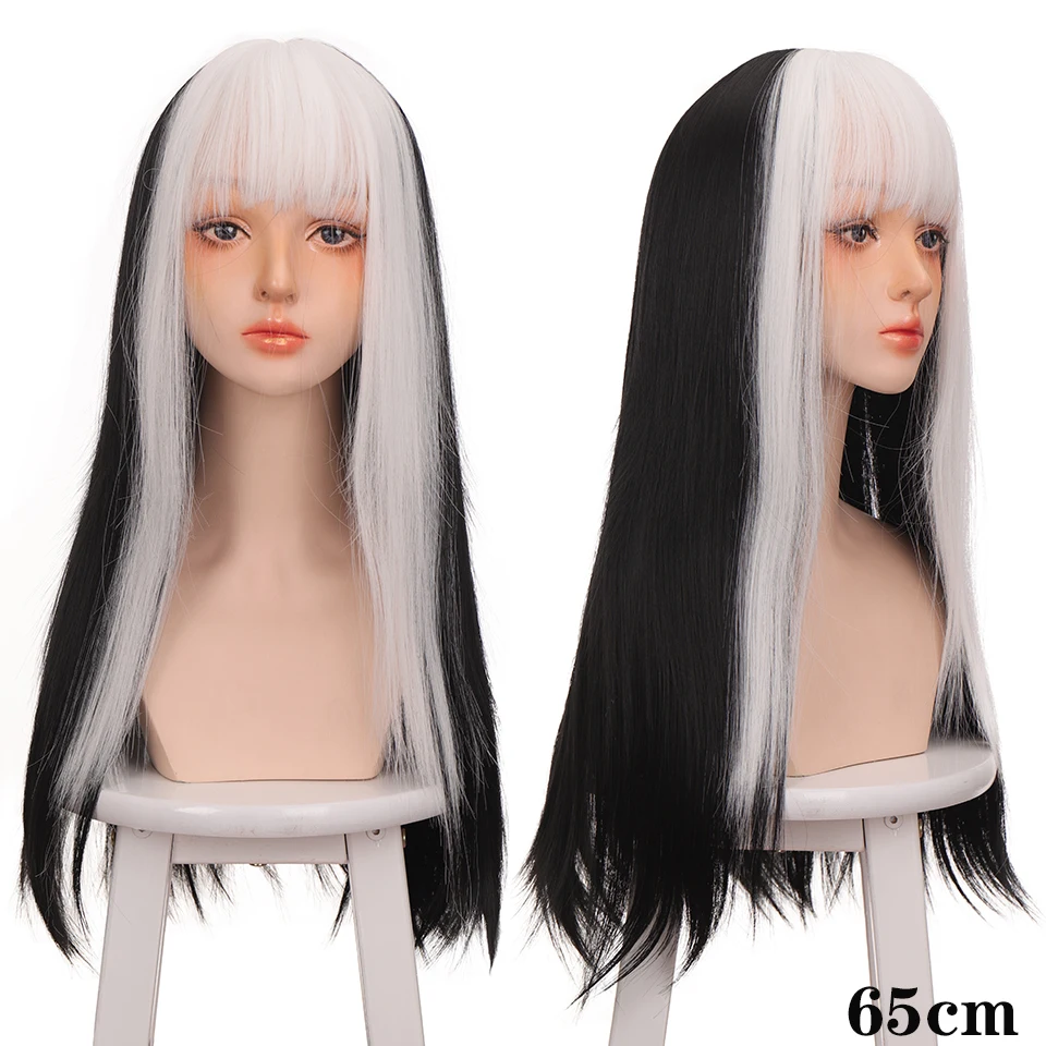 Longa e Lisa para Cosplay Resistente ao Calor com Franja Buqi Peruca Sintética Feminina Loira 5 High Quality Apliques e perucas
