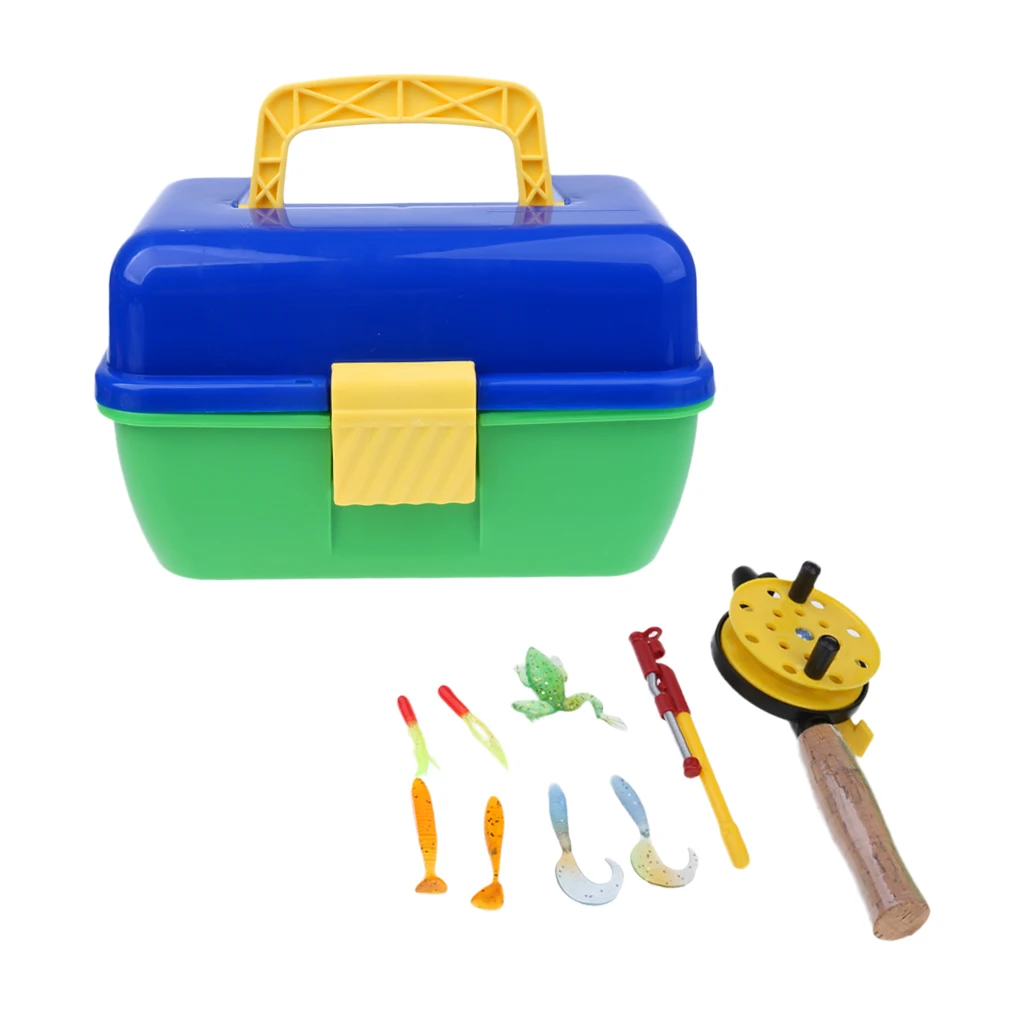 

Ice Fishing Rod Reel Combo Winter Fishing Pole Lures Set with Box, for Children Kids