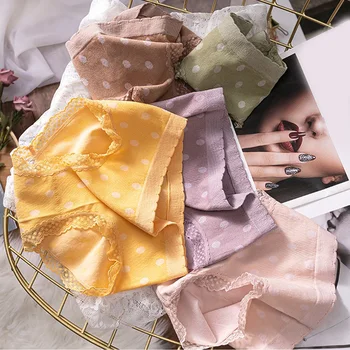 

Women Panties Lovely Girl Sexy Dot Women Underpants Lace girls Candy Color Panties underwear briefs Intimates