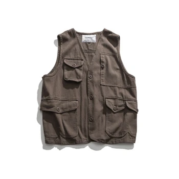 

2020 Summer Japanese retro tooling vest men's loose multi-pocket tide brand American casual vest unisex vest
