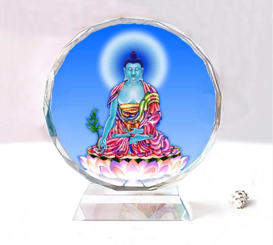 

Pharmacist Buddha ，Exquisite double-sided crystal Buddha ornaments, Birthday present souvenir