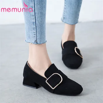 

MEMUNIA 2020 new arrival pumps women shoes flock buckle spring summer single shoes classic dress shoes ladies office shoes