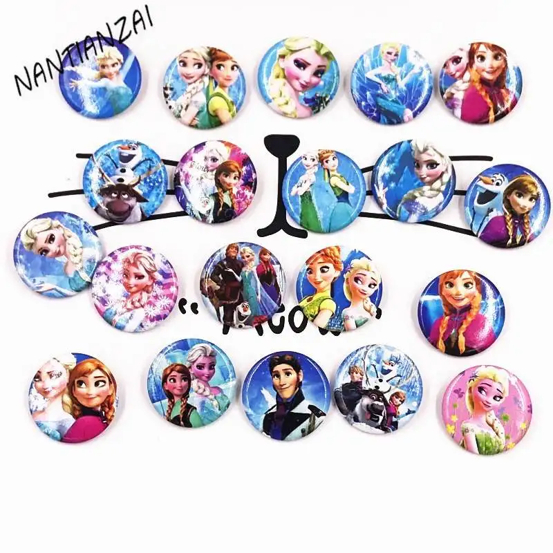 

10Pcs Baby Girls Favorite Label Elsa Woman Children Accessories Handbags Clothes Anna Brooches Badges Kids Lovely Gift