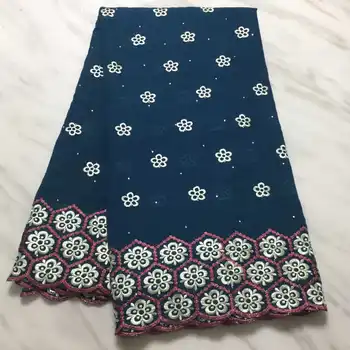 

High Quality African Swiss Lace Fabric Handmade Embroidered Flower Diamond 100 Cotton Dry Lace Nigerian Voile Guipure