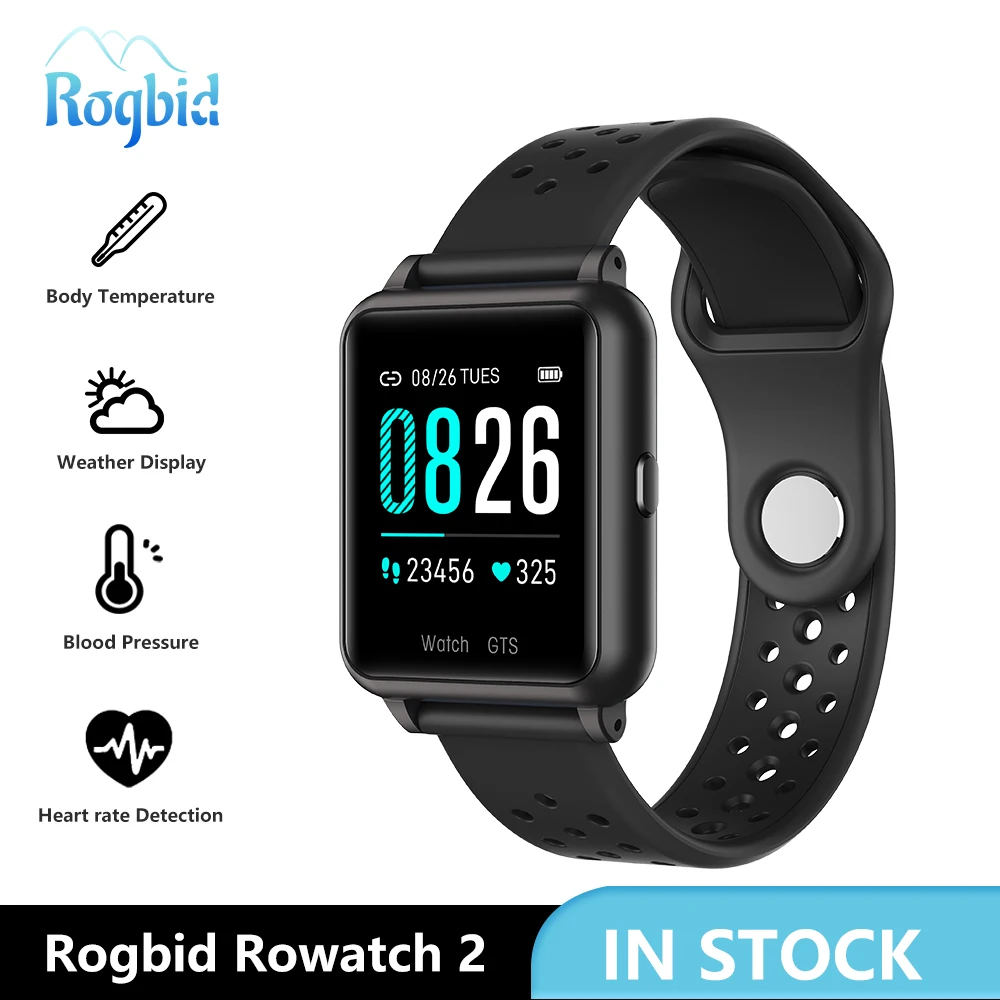 

Smart Watch Men Thermometer Real-time Body Temperature Heart Rate Tracker Smart Clock Waterproof Smartwatch Rogbid Rowatch 2