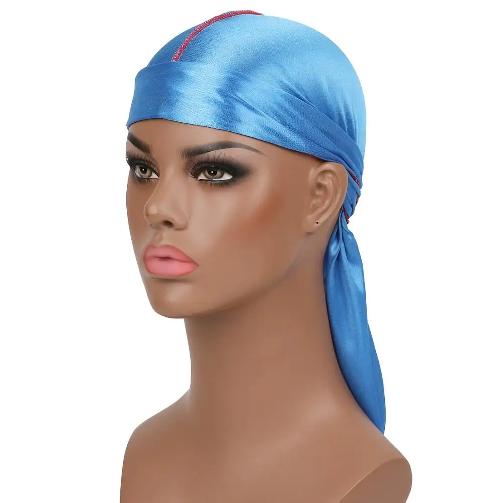 Новые мужские шелковистые банданы головные уборы для мужчин шелковые DuRag Doo Rag