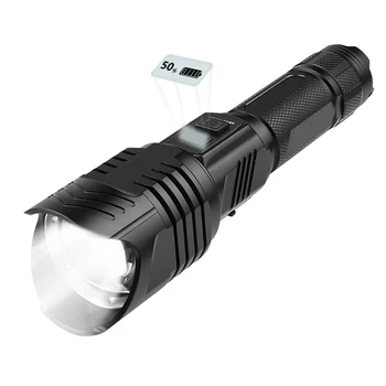 

LED Flashlight XHP90 Powerful Flashlight XHP70 26650 Zoomable Lantern Smart Chip Waterproof Bottom Outdoor Safety Hammer